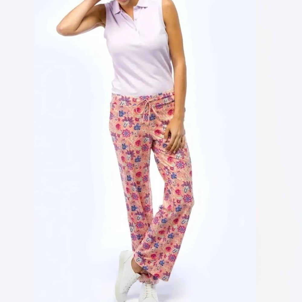 NEW Fairway & Greene Sydnee Lounge Pants Nectarine floral print NWT Size Large - Picture 3 of 15
